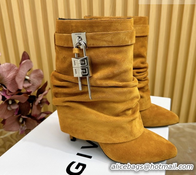 Unique Style Givenchy Shark Lock Stiletto Ankle Boots in Suede Leather 101117 Brown 2026