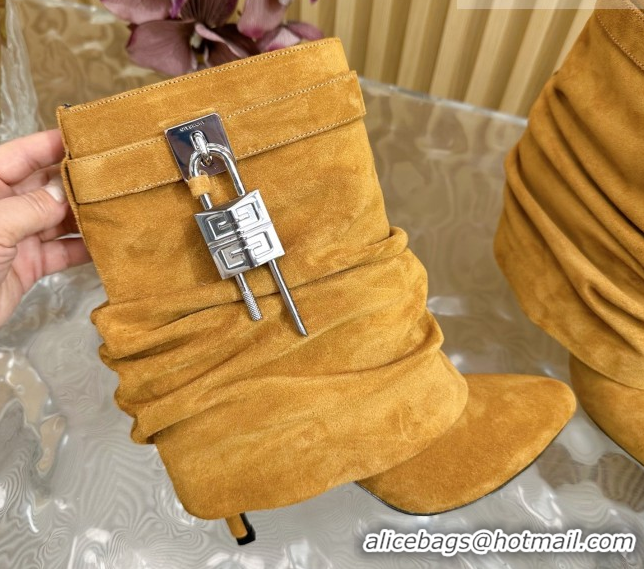 Unique Style Givenchy Shark Lock Stiletto Ankle Boots in Suede Leather 101117 Brown 2026