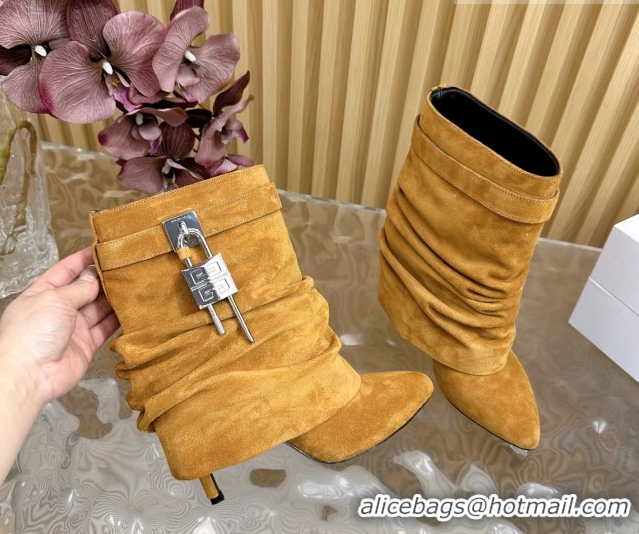 Unique Style Givenchy Shark Lock Stiletto Ankle Boots in Suede Leather 101117 Brown 2026