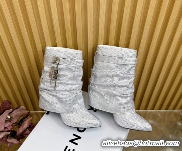 Buy Luxury Givenchy Shark Lock Stiletto Ankle Boots with Crystals 101118 White 2026