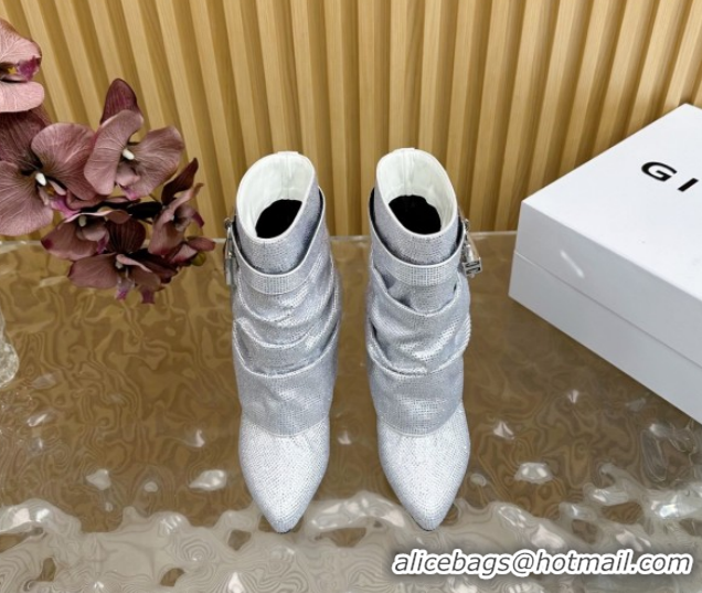 Buy Luxury Givenchy Shark Lock Stiletto Ankle Boots with Crystals 101118 White 2026
