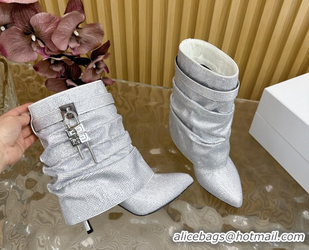 Buy Luxury Givenchy Shark Lock Stiletto Ankle Boots with Crystals 101118 White 2026