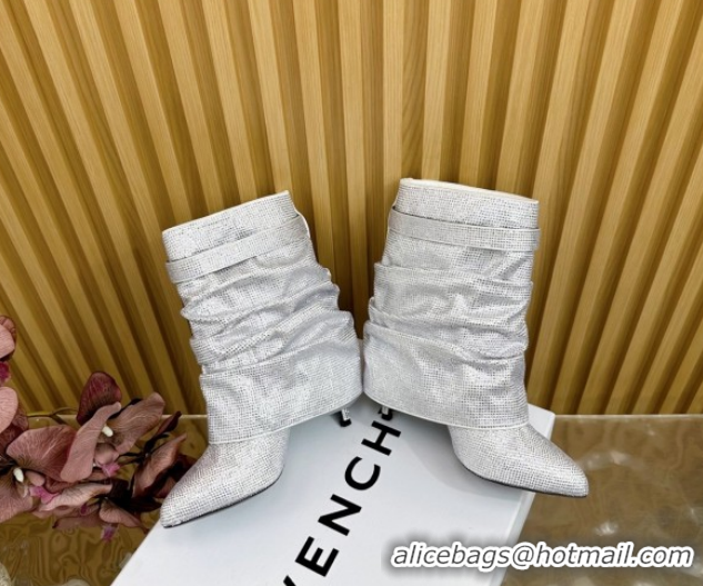 Buy Luxury Givenchy Shark Lock Stiletto Ankle Boots with Crystals 101118 White 2026