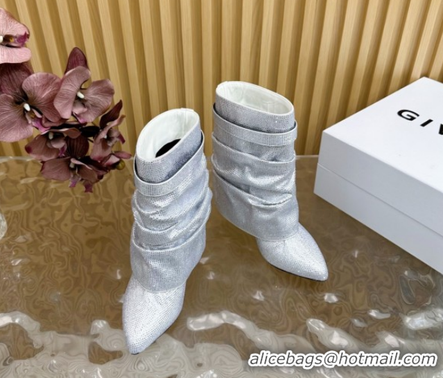 Buy Luxury Givenchy Shark Lock Stiletto Ankle Boots with Crystals 101118 White 2026
