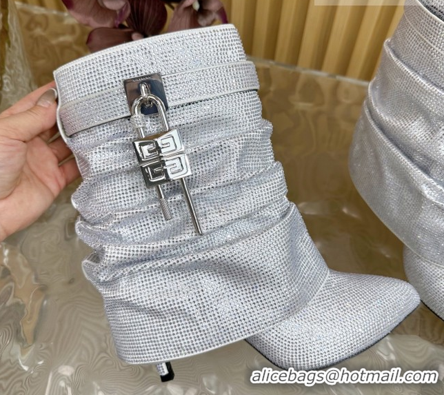Buy Luxury Givenchy Shark Lock Stiletto Ankle Boots with Crystals 101118 White 2026