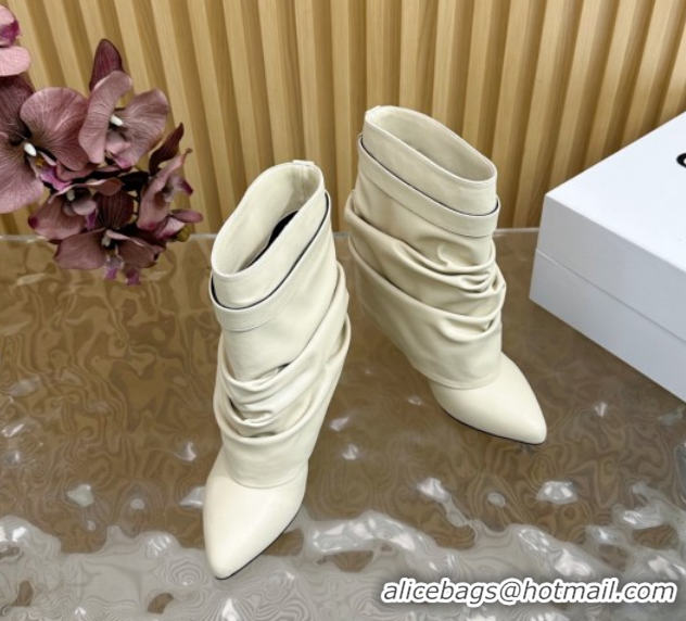Duplicate Givenchy Shark Lock Stiletto Ankle Boots in Calfskin 5101121 Off-white 2026