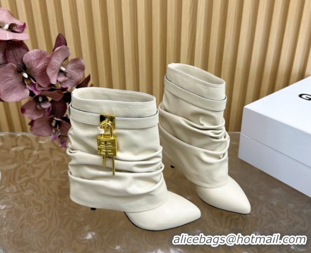 Duplicate Givenchy Shark Lock Stiletto Ankle Boots in Calfskin 5101121 Off-white 2026