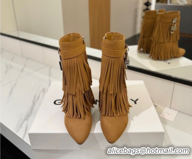 Hot Style Givenchy Shark Lock Tassel Wedge Ankle Boots 8.5cm in Suede 1210001 Light Brown 2026