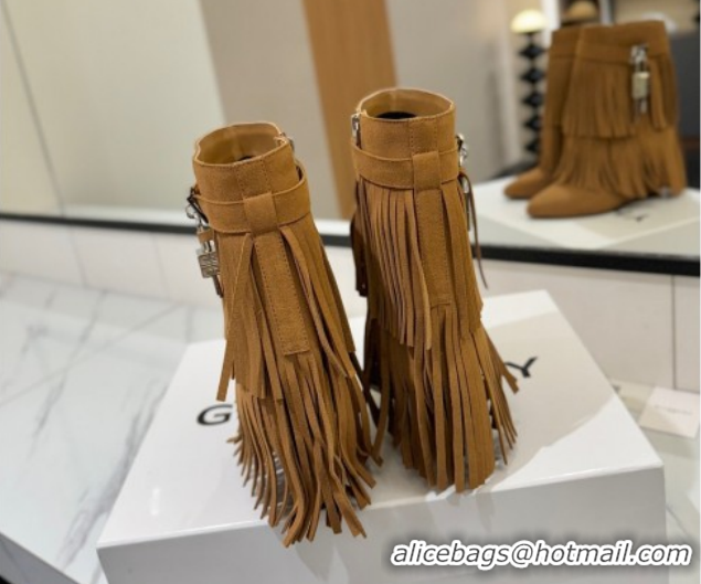 Hot Style Givenchy Shark Lock Tassel Wedge Ankle Boots 8.5cm in Suede 1210001 Light Brown 2026
