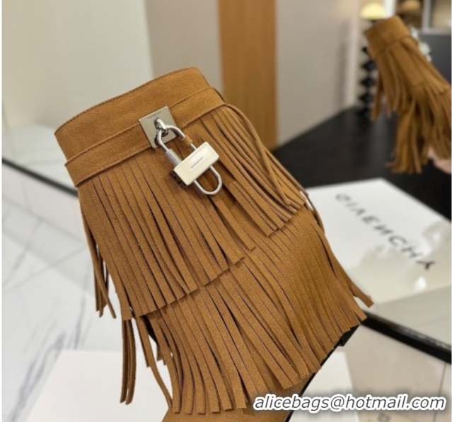 Hot Style Givenchy Shark Lock Tassel Wedge Ankle Boots 8.5cm in Suede 1210001 Light Brown 2026