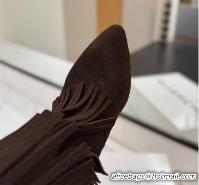 Best Product Givenchy Shark Lock Tassel Wedge Ankle Boots 8.5cm in Suede 1210002 Dark Brown 2026