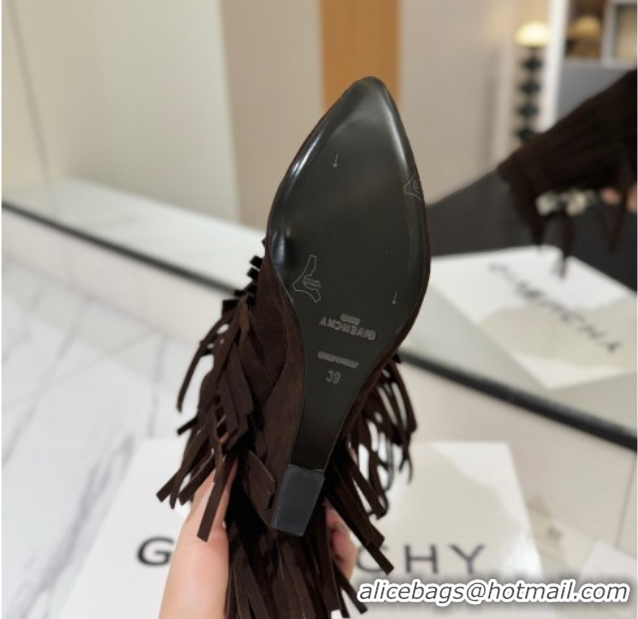 Best Product Givenchy Shark Lock Tassel Wedge Ankle Boots 8.5cm in Suede 1210002 Dark Brown 2026