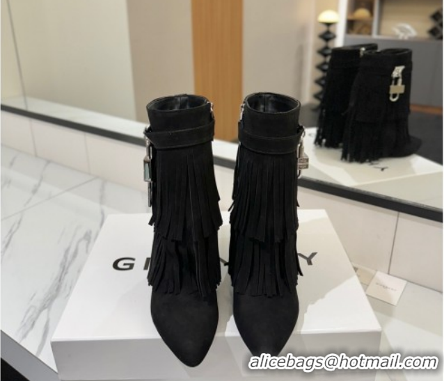 Classic Hot Givenchy Shark Lock Tassel Wedge Ankle Boots 8.5cm in Suede 1210003 Black 2026
