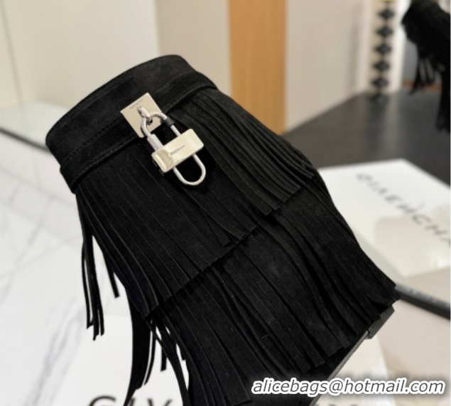 Classic Hot Givenchy Shark Lock Tassel Wedge Ankle Boots 8.5cm in Suede 1210003 Black 2026