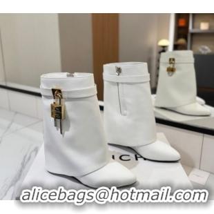 Most Popular Givenchy Shark Lock Wedge Ankle Boots 8.5cm in Calfskin Leather 1210005 White 2026