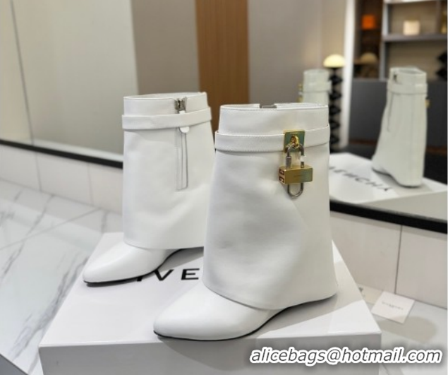 Most Popular Givenchy Shark Lock Wedge Ankle Boots 8.5cm in Calfskin Leather 1210005 White 2026