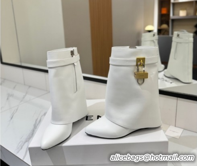 Most Popular Givenchy Shark Lock Wedge Ankle Boots 8.5cm in Calfskin Leather 1210005 White 2026