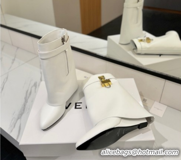 Most Popular Givenchy Shark Lock Wedge Ankle Boots 8.5cm in Calfskin Leather 1210005 White 2026
