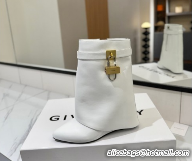 Most Popular Givenchy Shark Lock Wedge Ankle Boots 8.5cm in Calfskin Leather 1210005 White 2026
