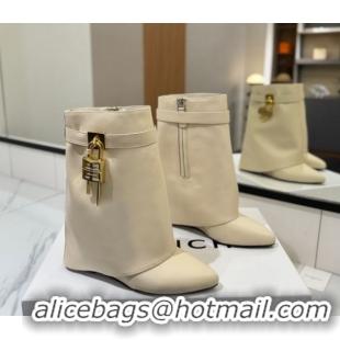 Unique Style Givenchy Shark Lock Wedge Ankle Boots 8.5cm in Calfskin Leather 1210006 Beige 2026