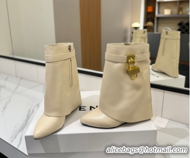 Unique Style Givenchy Shark Lock Wedge Ankle Boots 8.5cm in Calfskin Leather 1210006 Beige 2026