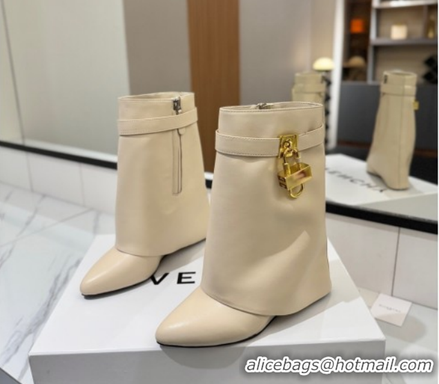 Unique Style Givenchy Shark Lock Wedge Ankle Boots 8.5cm in Calfskin Leather 1210006 Beige 2026