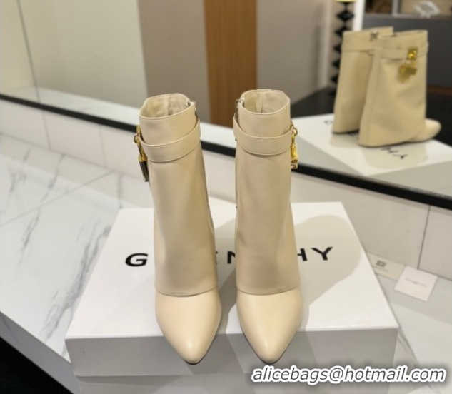 Unique Style Givenchy Shark Lock Wedge Ankle Boots 8.5cm in Calfskin Leather 1210006 Beige 2026