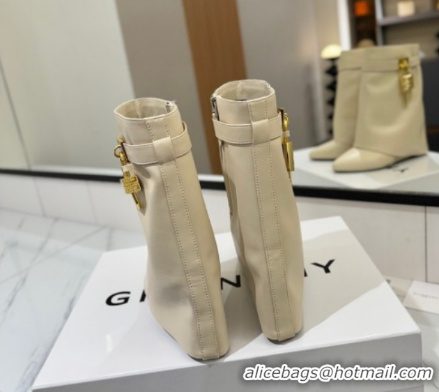 Unique Style Givenchy Shark Lock Wedge Ankle Boots 8.5cm in Calfskin Leather 1210006 Beige 2026