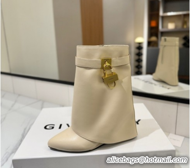 Unique Style Givenchy Shark Lock Wedge Ankle Boots 8.5cm in Calfskin Leather 1210006 Beige 2026