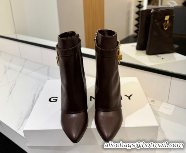 Shop Duplicate Givenchy Shark Lock Wedge Ankle Boots 8.5cm in Calfskin Leather 1210006 Coffee Brown 2026