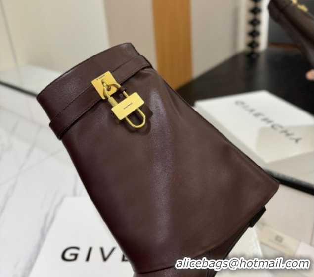 Shop Duplicate Givenchy Shark Lock Wedge Ankle Boots 8.5cm in Calfskin Leather 1210006 Coffee Brown 2026