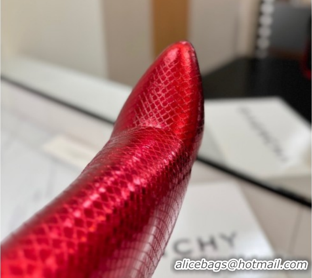 Top Design Givenchy Shark Lock Wedge Ankle Boots 8.5cm in Snakeskin Embossed Leather Red 1210016 2026