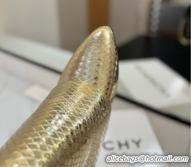 Pretty Style Givenchy Shark Lock Wedge Ankle Boots 8.5cm in Snakeskin Embossed Leather 1210016 Gold 2026