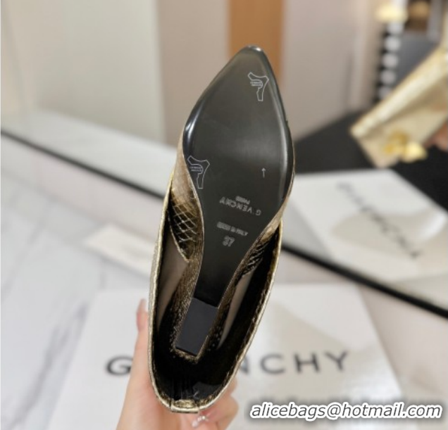 Pretty Style Givenchy Shark Lock Wedge Ankle Boots 8.5cm in Snakeskin Embossed Leather 1210016 Gold 2026