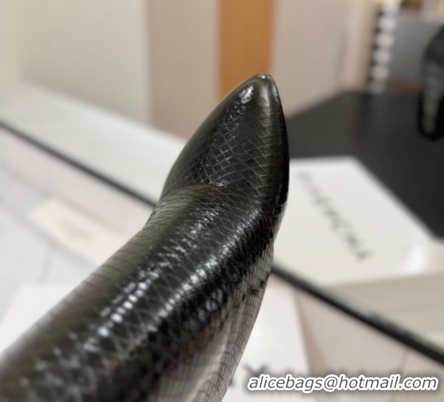 Top Grade Givenchy Shark Lock Wedge Ankle Boots 8.5cm in Snakeskin Embossed Leather 1210016 Black 2026