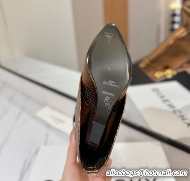 Popular Style Givenchy Shark Lock Wedge Ankle Boots 8.5cm in Snakeskin Embossed Leather 1210016 Bronze 2026