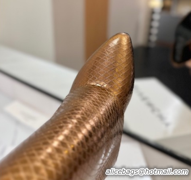 Popular Style Givenchy Shark Lock Wedge Ankle Boots 8.5cm in Snakeskin Embossed Leather 1210016 Bronze 2026