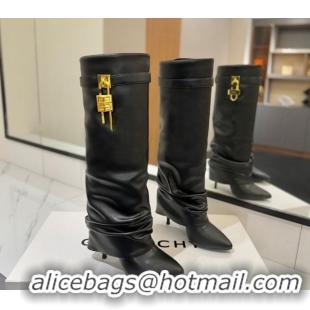 Durable Givenchy Shark Lock Heel High Boots 10.5cm in Calfskin Leather 1210021 Black 2026