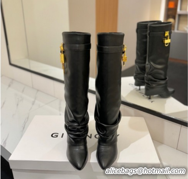Durable Givenchy Shark Lock Heel High Boots 10.5cm in Calfskin Leather 1210021 Black 2026