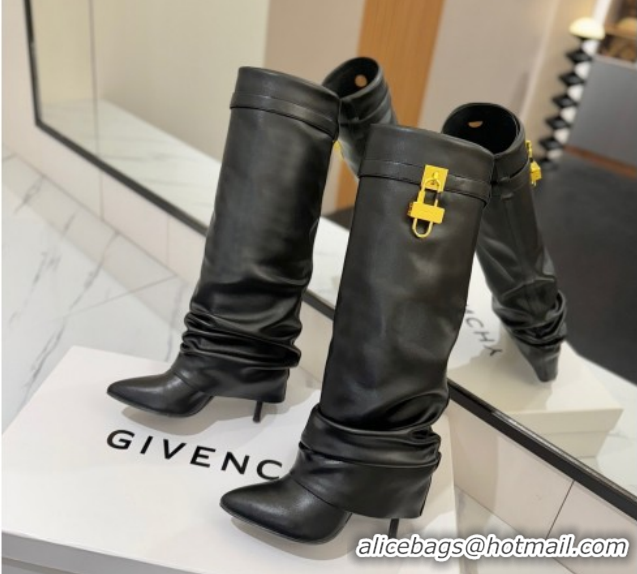 Durable Givenchy Shark Lock Heel High Boots 10.5cm in Calfskin Leather 1210021 Black 2026