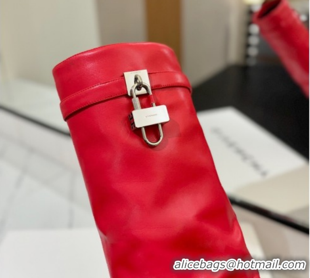 Purchase Givenchy Shark Lock Heel High Boots 10.5cm in Calfskin Leather 1210021 Red 2026