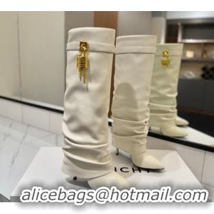 Best Grade Givenchy Shark Lock Heel High Boots 10.5cm in Calfskin Leather Pale Beige 1210024 2026