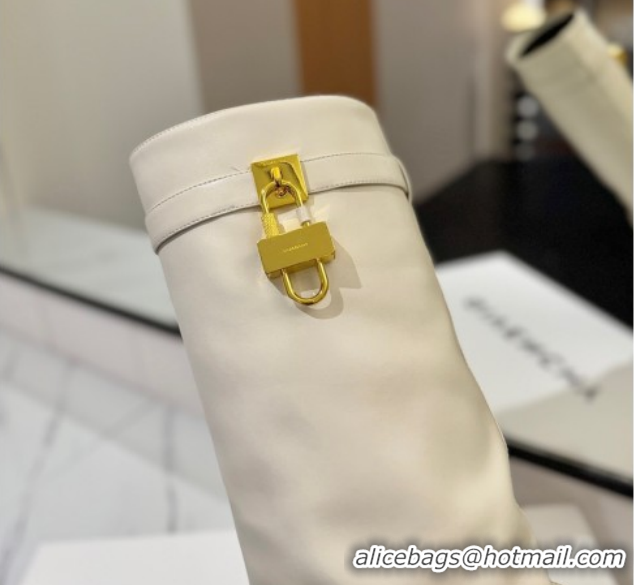 Best Grade Givenchy Shark Lock Heel High Boots 10.5cm in Calfskin Leather Pale Beige 1210024 2026