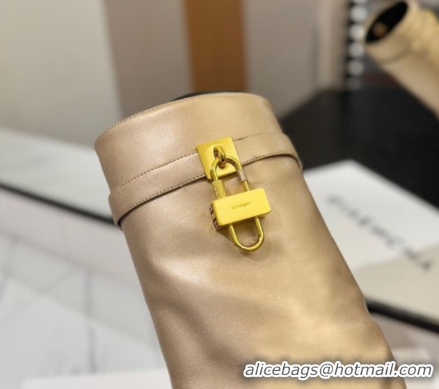 Grade Quality Givenchy Shark Lock Heel High Boots 10.5cm in Calfskin Leather Matte Gold 1210025 2026