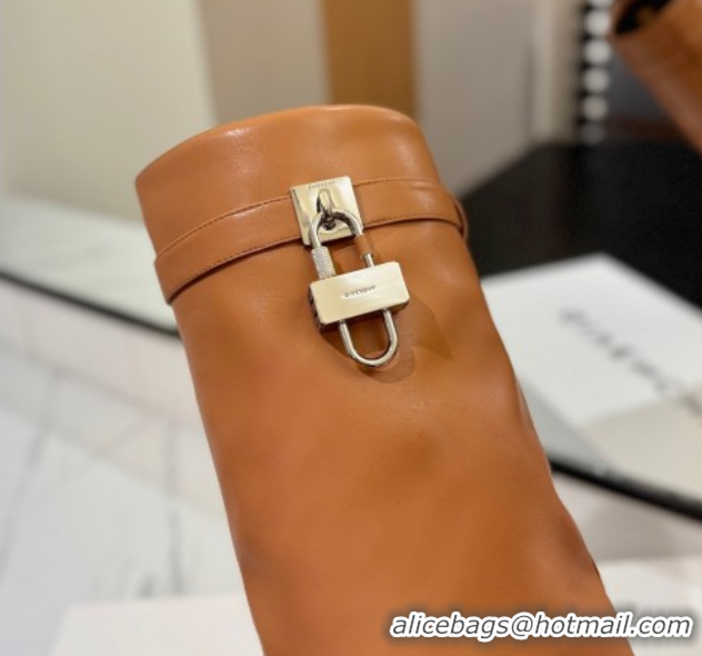 Best Product Givenchy Shark Lock Heel High Boots 10.5cm in Calfskin Leather Brown 1210027 2026