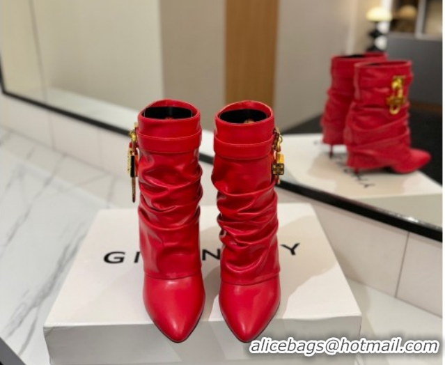 Stylish Givenchy Shark Lock Heel Ankle Boots 10.5cm in Calfskin Leather Red 1210030 2026
