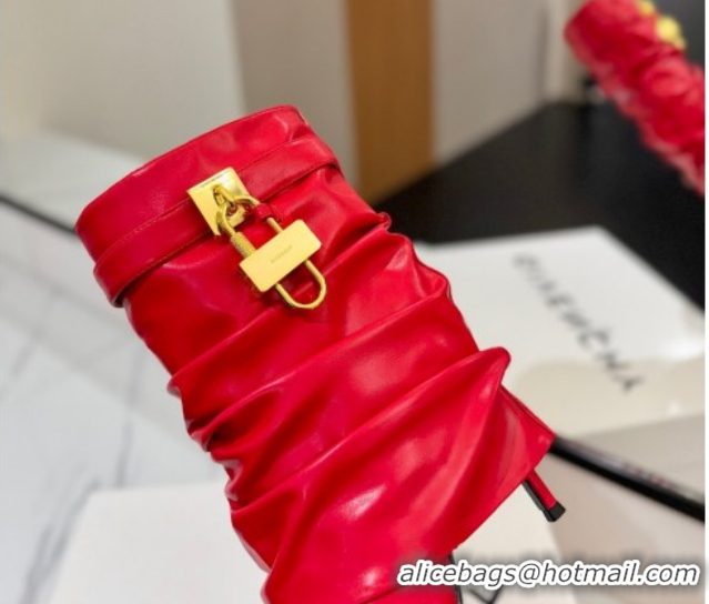Stylish Givenchy Shark Lock Heel Ankle Boots 10.5cm in Calfskin Leather Red 1210030 2026