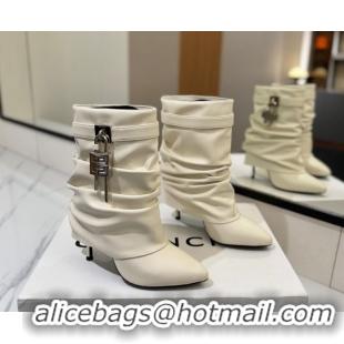 Good Looking Givenchy Shark Lock Heel Ankle Boots 10.5cm in Calfskin Leather Pale Beige 1210031 2026