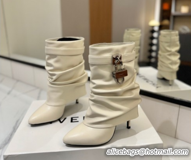Good Looking Givenchy Shark Lock Heel Ankle Boots 10.5cm in Calfskin Leather Pale Beige 1210031 2026
