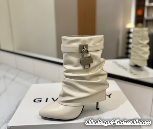 Good Looking Givenchy Shark Lock Heel Ankle Boots 10.5cm in Calfskin Leather Pale Beige 1210031 2026